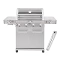 Monument Grills Larger 4-Burner Propane Gas Grills Stainless Steel Cabinet Style with Infrared Side Sear Burners & Side Burners with Smoke Box(2 items)