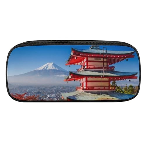 ペンケース 筆箱 大容量 軽量 美しい富士山 日本の神社 筆入れ ふでばこ ペンポーチ 多機能 コンパクト シンプル おしゃれ 中小学生 高校生 女の子 男の子
