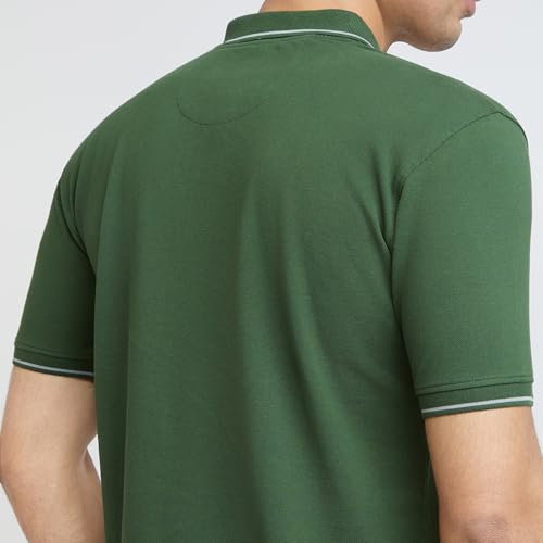 Image of Raymond Men's Modern Fit Solid Pattern Pure Cotton Half Sleeve Polo Neck Casual T-Shirt