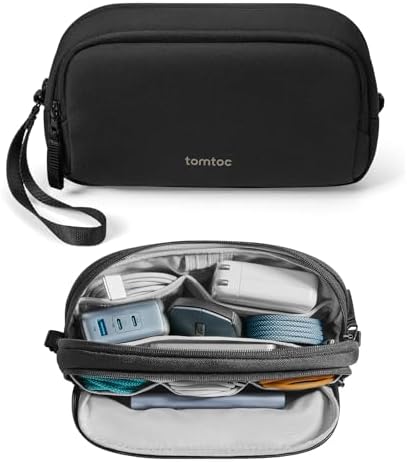 Tomtoc Light-T12 Electronic Organizer Accessory Pouch (1.8L), Black | Water Resistant Cable Pouch Storage Bag for Charger, Cord, Phone, Hard Drive, Power Bank, Accessories Travel Essentials