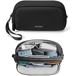 tomtoc Electronic Organizer Travel Case, Dual Compartment Tech Organization | Water Resistant Cable Pouch Storage Bag for Charger, Cord, Phone, Hard Drive, Power Bank, Accessories Travel Essentials