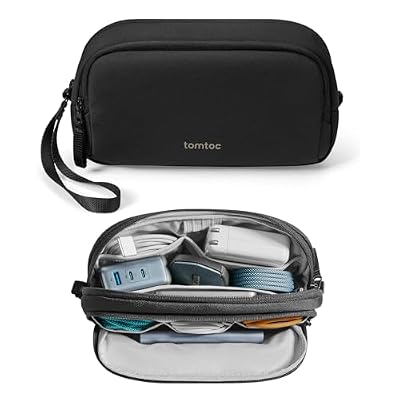 tomtoc Electronic Organizer Travel Case, Water Resistant Dual Compartment Tech Pouch Cable Organization Storage Bag for Charger, Cord, Phone, Hard Drive, Power Bank, Accessories Travel Essentials