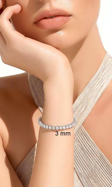 Bracciale Tennis Donna in Acciaio con Zirconi Bianchi | Taglio Brillante