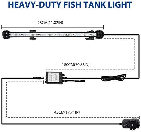 GreenSun LED Aquarium Light, Submersible Multi-Color RGB Waterproof Fish Tank Light Underwater Crystal Glass Lights Suitable for Saltwater and Freshwater-11 inch(28 cm)