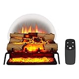 FLAMME 23’’/58cm Portable Basket Electric Fire, 1000W/2000W Heater, White Birch Log Set, Crackling Sound Effect, Remote Control
