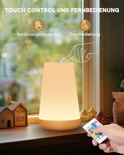 WARMLIO LED Bedside Lamp Set of 2 with Remote Control, Touch Dimmable with 13 Colours, USB Rechargeable with Timer - Image 3