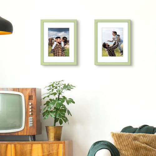 Image of upsimples 8.5 By 11 Picture Frame, Display Pictures 6x8 with Mat or 8.5 x 11 Without, Wall Hanging Photo Frames, Green, 1 Pack