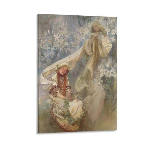 Poster Alphonse Mucha - La Madonna Au Lys, Émotion Éternelle en Décoration Murale