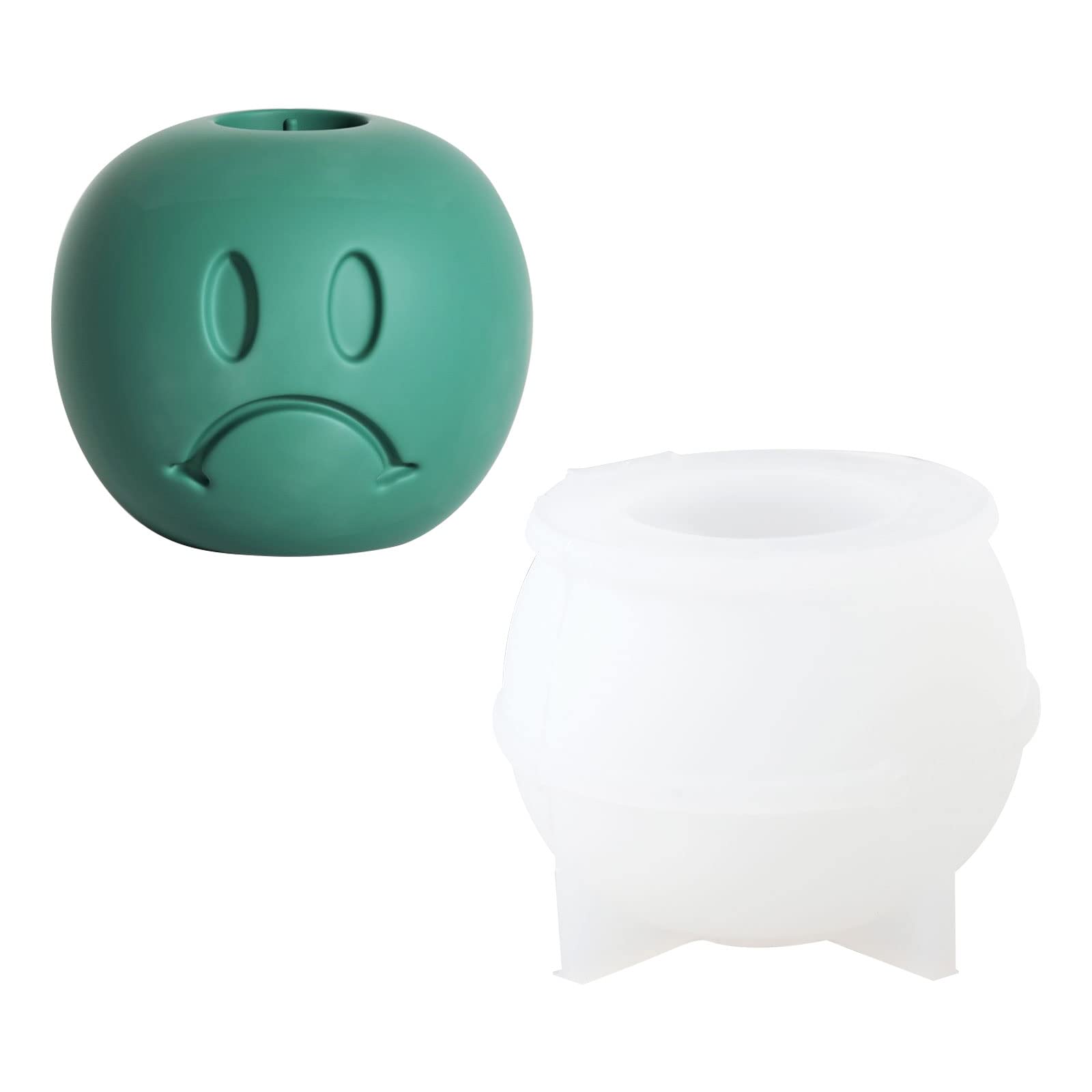 Emoticon Smile Face Candle Holder Mold Sunny Doll Jesmonite Silicone Candlestick Moulds for Handmade Home Decorations