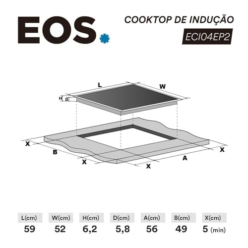 Cooktop de Indução 4 Bocas Eos 7200w Preto Eci04ep2 220v