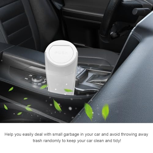 Image of Car Trash Can with Lid, Mini Car Garbage Bin Leakproof Cup Holder Trash Can, Multipurpose Organizer Door Pocket Trash Cup Fits Auto Home Office, Universal Garbage Can (White)