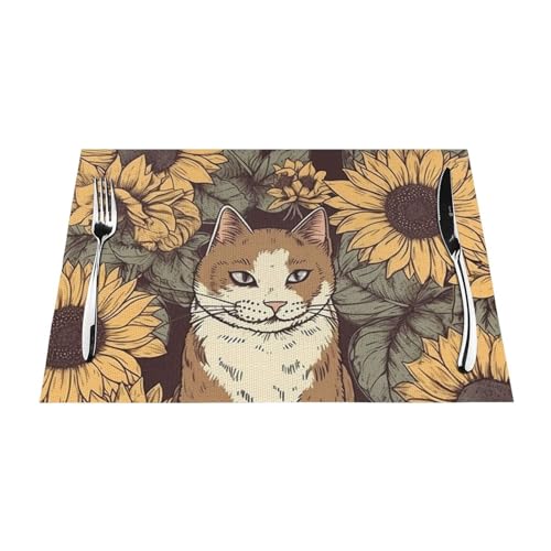 Sets de table antidérapants chat en PVC pour protéger la table des rayures - 7