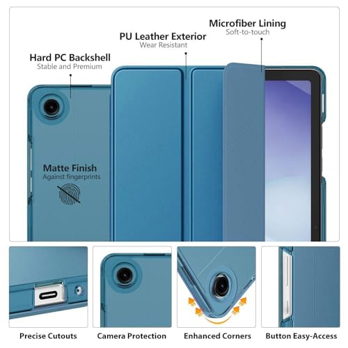 Image of MoKo for Samsung Galaxy Tab A11 Plus / A11+ Case 11 Inch 2026, Galaxy Tab A9 Plus / A9+ Case 11 Inch 2024, Slim Stand Hard PC Translucent Back Shell Smart Cover, Auto Wake /Sleep, Peacock Blue