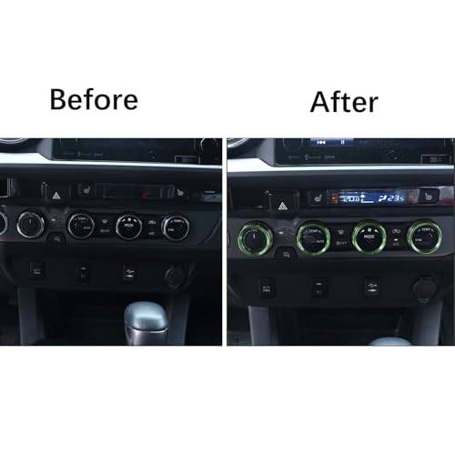 Image of Aluminum Alloy AC Knob Covers Kit for Toyota Tacoma 2016-2023 (4pcs Green) - HVAC Control Button Covers, Metal Air Conditioner Dial Covers, Durable Interior Upgrade Accessories