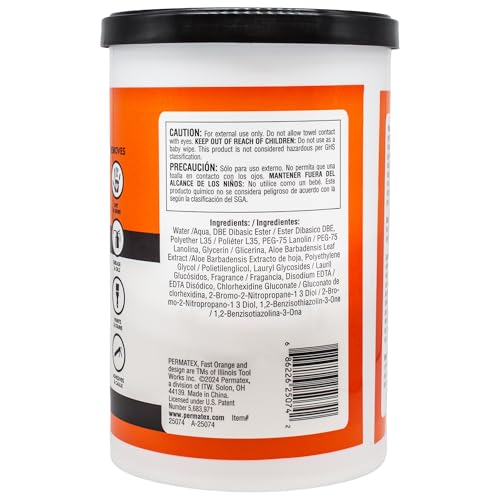 Fast Orange Heavy Duty Scrubbing Towels Removes Tough Grease, Grime, Paint, Resins, Glue and More, for Hands, Tools and Surfaces Without Sticky Residue, 72 ct