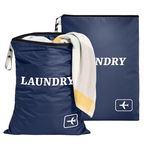 NADSSJL 2 Stück Wäschesack Reise - Wasserdichte Wäschebeutel Reise mit Reißverschluss in 2 Größen. Faltbare Schmutzwäschebeutel, Wiederverwendbare Wäschesack ideal für Reisen, Urlaub und Zuhause