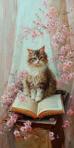 5D Diamond Painting Flores de gato, Pintura Diamante, Diamond Painting Kit Completo Niños Regalo, DIY Manualidades Adultos Pintura Diamante Para Decoración Navidad De Pared Del Hogar 70x140 cm S-535