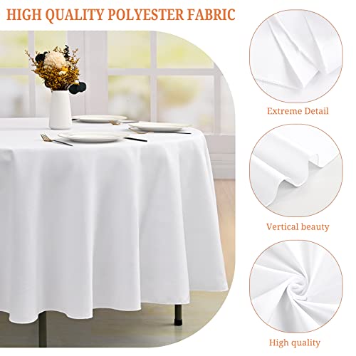 Teruntrue 8 Pack White Round Tablecloth 90 Inch Circular Table Cloth,Polyester Fabric Wrinkle Washable Table Cover For Wedding,Parties,Banquet,Buffet Table, Holiday,Dinner Tables Decorate #TOP2
