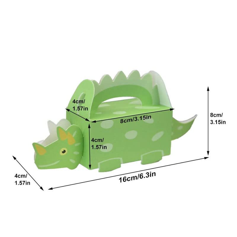 Image of SATYAM KRAFT 20 Pcs Small Dinosaur Theme Folding Gift Boxes - Paper Storage Box for Chocolate, Dry Fruits, Return Gifts, Birthday, Wedding, Engagement Party Favors (Pack of 20, Green)