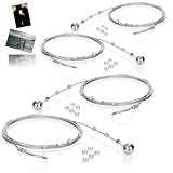 com-four® 4er-Set Fotodrahtseil mit 48 Magneten - 2 Meter Fotoleinen aus Metall zum Aufhängen von Postkarten, Fotos und Notizen - Fotodraht für Bilderwand und Wanddeko