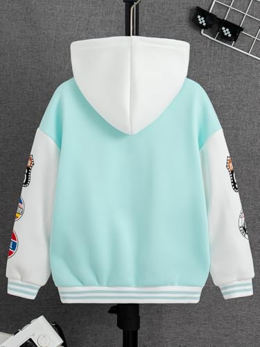 Boys Hoodie Baseball Jacket Varsity Style Graphic Letter Kids Cardigan Sweatshirt Fall Winter Outerwear2