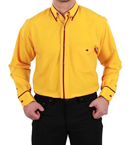Chemise de designer jaune d'œuf à rayures noires et col boutonné pour homme
