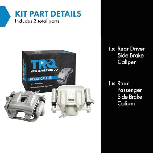 Image of TRQ Rear Brake Caliper Set Brackets Hardware Zinc Coated Compatible with 2004-2010 Toyota Sienna