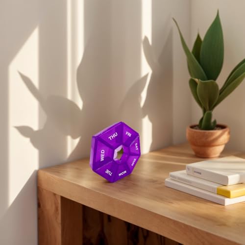 Image of Pill Organizer, Small Pill Box, 2Pack Pill Case, Weekly Pill Organizer,Medicine Pill Organizer 1 Time a Day, Pill Container, Pill Holder, Daily Pill Organizer Travel Pill Organizer 7 Day(Purple)