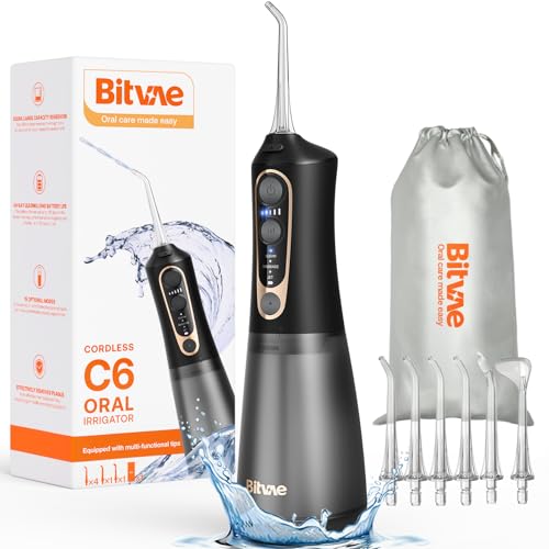 Bitvae C6 Water Dental Flosser Teeth Pick, Cordless Flosser for Travel with 6 Jet Tips, 3 Modes 5...