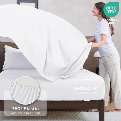 HEVUMYI White Queen Comforter Set - 7-Piece All Season Bed in a Bag Queen, Ultra Soft Bedding Set with Comforter, Flat Sheet, Fitted Sheet, Pillowcases, Pillow Shams