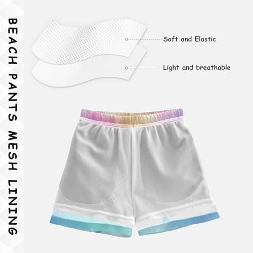 Pigsaly Boys' Swim Board Shorts Rainbow Unicorn Galaxy Boy's Swim Trunks Kids Swimwear M4