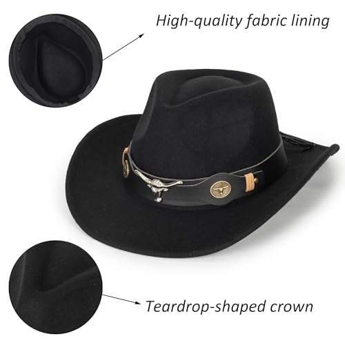 UTOWO Kids Western-Cowboy-Hat for Baby-Boys-Girls Felt-Cowgirl-Hat Brown Fedora Hat Fit for 2-7 Years4