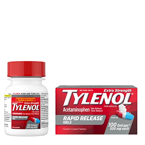 Tylenol Extra Strength Acetaminophen Rapid Release Gels, Pain Reliever & Fever Reducer, 100 Ct #TOP2