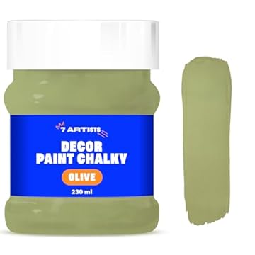 7 Artists Olive Chalk Chalk Paint for Furniture & Crafts - Wood & Chalky Finish - 230 ml