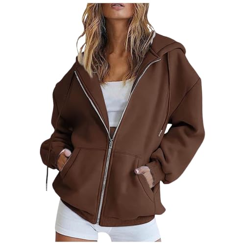 Zip Up Hoodie Women Oversized Fall Fashion Long Sleeve Hooded Sweatshirts Casual Y2K Jacket 2025 Winter Clothes