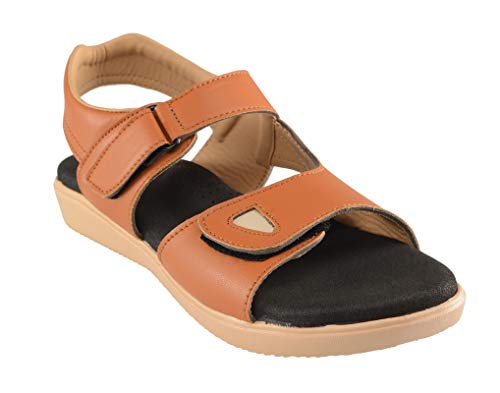 Image of HEALTH FIT Extra Soft Ortho Care Diabetic & Orthopedic Sandal /Doctor Sandal Footwear with Arch Support Women Brown