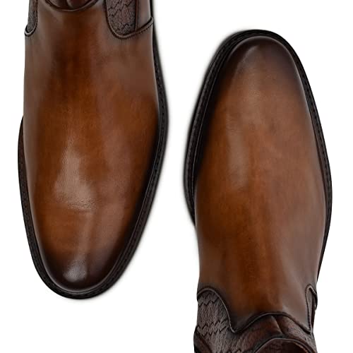 Image of FRANCO CUADRA Men's Dress Booties in Genuine Leather Brown