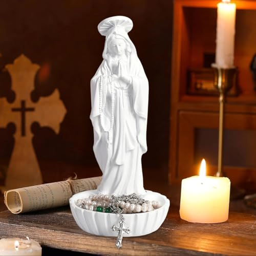 Estatua Virgen María Católica Blanca 25.9 cm Resina