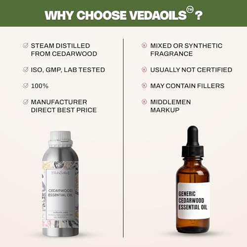 Image of VedaOils Himalayan Cedarwood Essential Oil 100ml | Pure Cedarwood Oil for Hair Growth, Skin Care, Diffusers & Aromatherapy | Soothing for Scalp & Calming Aroma for Relaxation