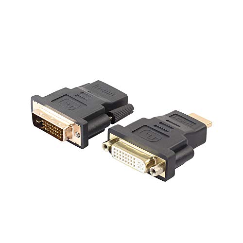 HDMI DVI Adapter 2 Packs, Cuxnoo DVI-HDMI Adapters Make Your HDMI Cable or DVI Cable Work to Connect Devices Between HDMI and DVI Interfaces