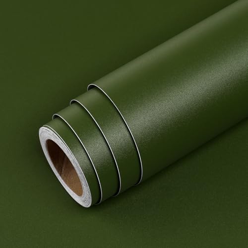 Papel tapiz verde oliva vinilo autoadhesivo para muebles 6