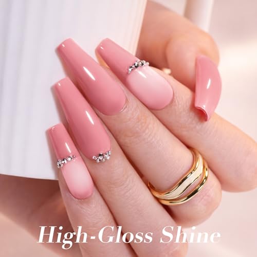 Image of AZUREBEAUTY Nude Pink Nail Polish Set (4 Colors + Top Coat), Soft Solid Shades for Natural Look, Glossy Finish, Fast Dry, No Lamp Needed