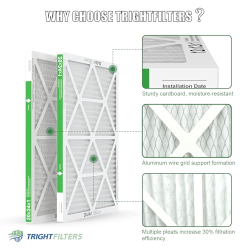 Image of TRIGHTFILTERS 20x24x1 Air Filter 4 Pack, MERV 8 Pleated HVAC Furnace Filter | Air Conditioner Filter Replacement Dust Defense Furnace AC Protection Durable Lightweight