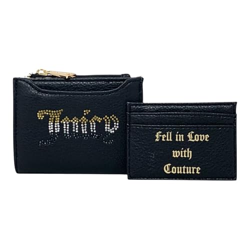 Juicy Couture Bifold Wallet with Pullout Card Holder (Liquorice w/Ombre Stones)