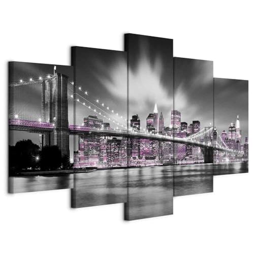 Cuadros B&D XXL - Cuadro en Lienzo New Nueva York 5 piezas - Impresión en material tejido no tejido cuadros decoracion salon modernos lienzos decorativos dormitorios -