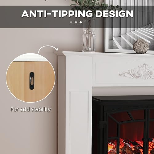 Image of HOMCOM Modern Fireplace Mantel, Freestanding Fireplace Surround with Leg for Electric Fireplaces, 44.7 inch W x 40 inch H, White