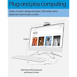 HP All-in-One PC Desk Computer, 21.5" Full HD Micro-Edge Display, AMD Ryzen 3 Processor, AMD Radeon Graphics, 8 GB SDRAM, 256 GB SSD, Windows11 Home OS, MU-MIMO, Bluetooth, and Wi-Fi (22-dd0032, 2022) - immagine 6