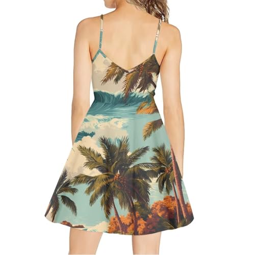 Image of Spaghetti Strap Midi Satin Dresses Summer Sleeveless Sundree Women Girl Beach Party Swing Dress
