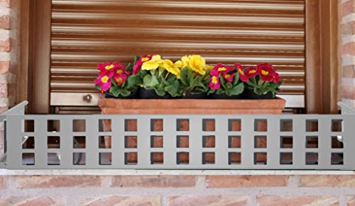 CM GARDEN - Balconcillo para Macetas, Balconcillo para Plantas, Portamacetas Ventana, Protector de macetas, Modelo Cuadros Extensible 60-100 cm, Gris