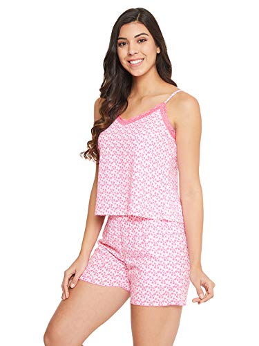 Image of Clovia Women's Rayon Floral Print Cami Top & Short Set